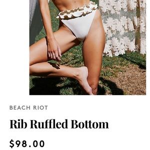 Beach Riot Ribbed Cream Bikini Bottom, Sz S